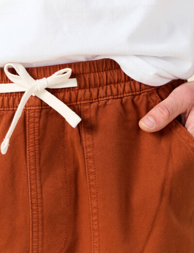 Bermuda droit à coulisse marron cognac homme