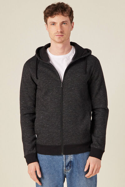 Gilet manches longues zippé noir homme