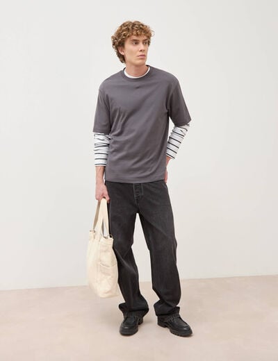 T-shirt manches courtes gris fonc&eacute; homme