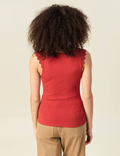Débardeur bretelles larges rouge foncé femme