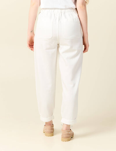Jeans slouchy taille haute denim blanc femme