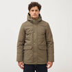 Parka longue droite &agrave; capuche taupe homme