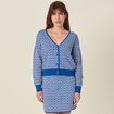 Gilet manches longues boutonné bleu femme