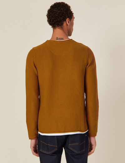 Pull manches longues marron homme