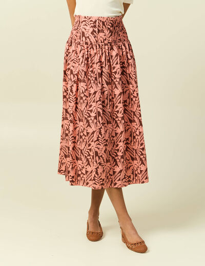 Jupe longue &eacute;vas&eacute;e en coton marron fonc&eacute; femme
