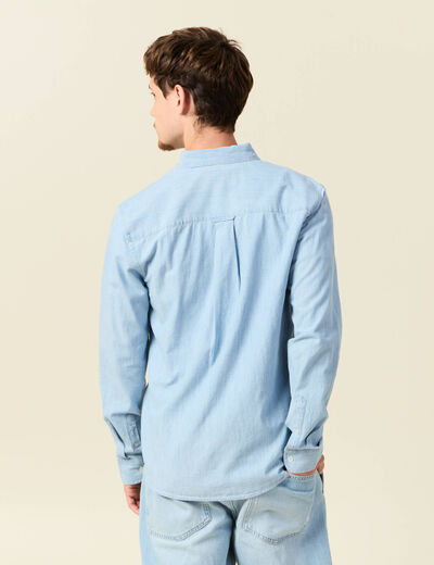 Chemise col classique manches longues bleu clair homme