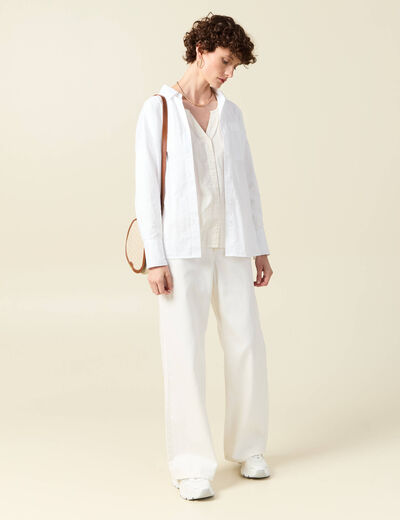 Blouse manches longues ecru femme