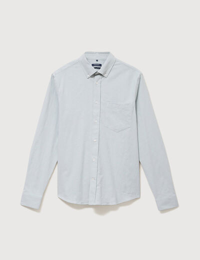 Chemise manches longues col am&eacute;ricain vert clair homme