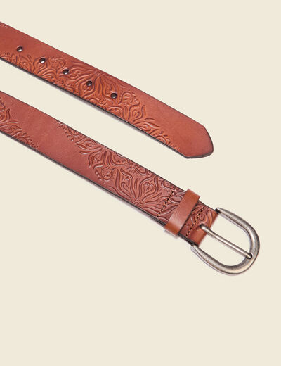 Ceinture embossée marron homme
