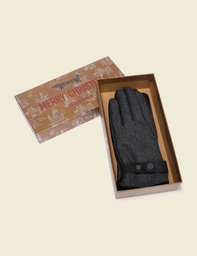 Gants en cuir avec doublure noir homme