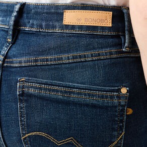 Jeans slim taille haute denim brut femme