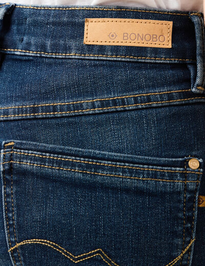 Jeans slim taille haute denim brut femme