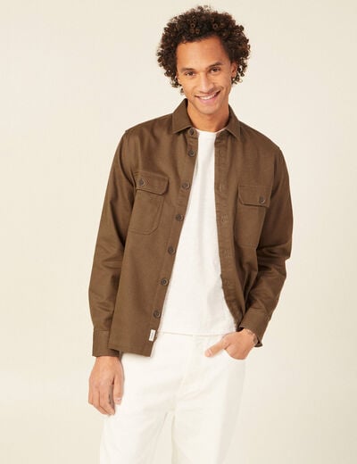 Surchemise manches longues taupe homme