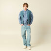 Sweat &agrave; capuche manches longues bleu gris homme