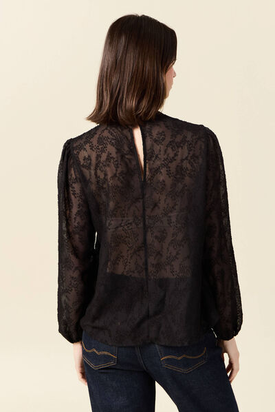 Blouse manches longues noir femme