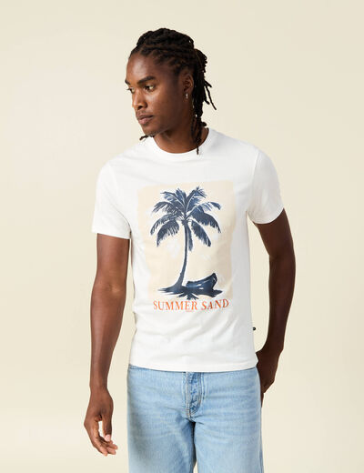 T-shirt manches courtes ecru homme