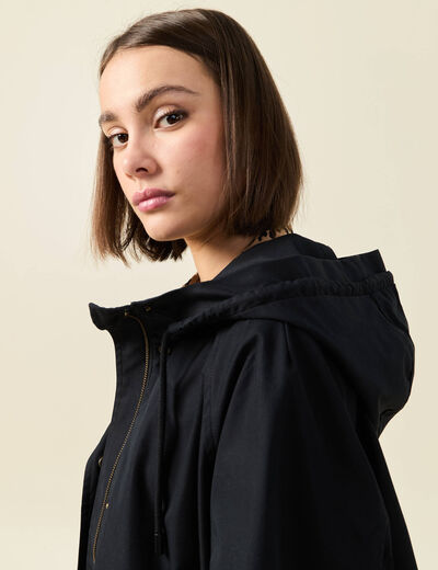 Parka oversize à capuche noir femme