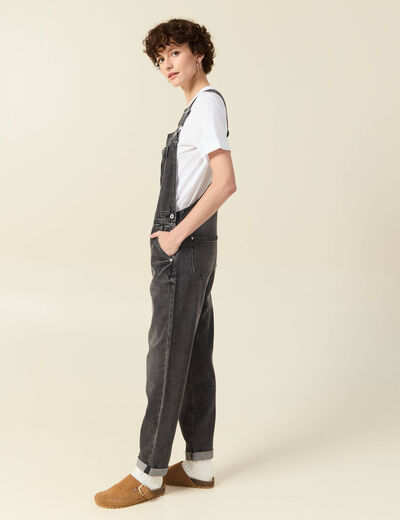 Salopette en jean denim gris femme