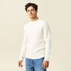 Pull col rond ecru homme