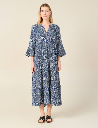Robe longue éco-responsable bleu marine femme