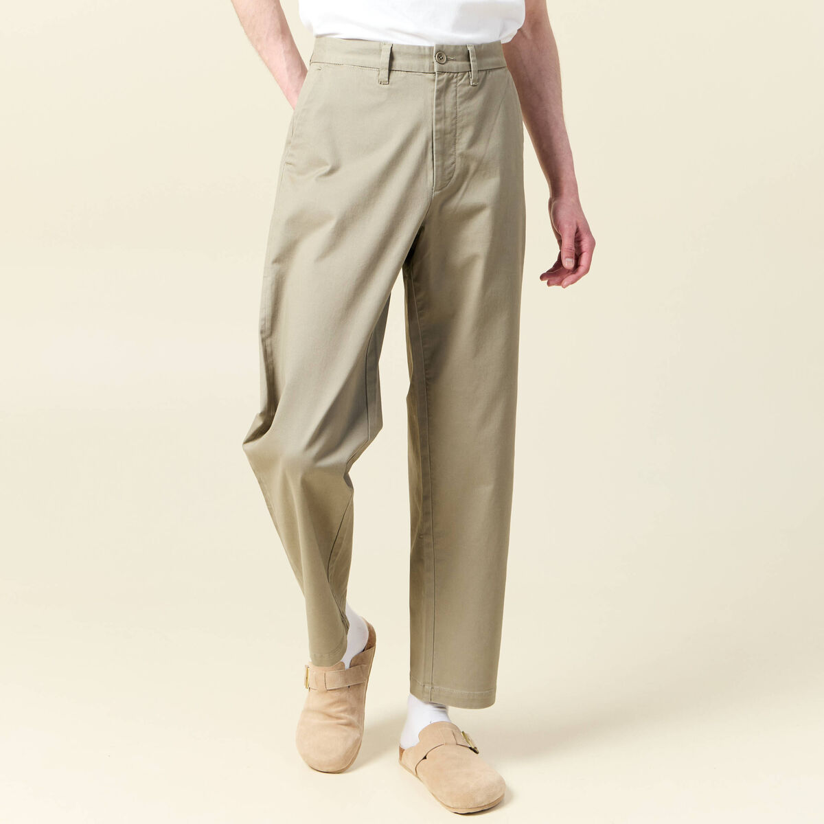 Chino coupe straight vert kaki homme