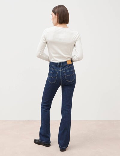 Jeans bootcut taille haute denim brut femme