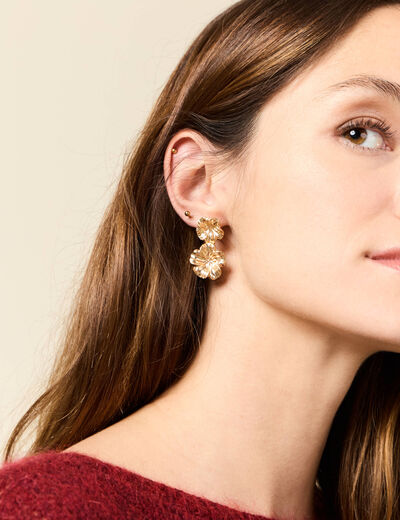 Boucles d'oreilles pendantes couleur or femme