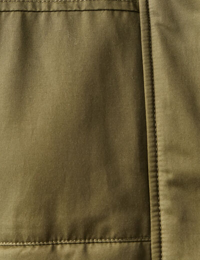 Parka droite à capuche vert kaki femme