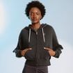 Sweat zipp&eacute; &agrave; capuche gris fonc&eacute; femme