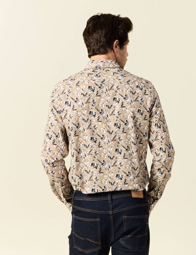 Chemise à manches longues beige homme