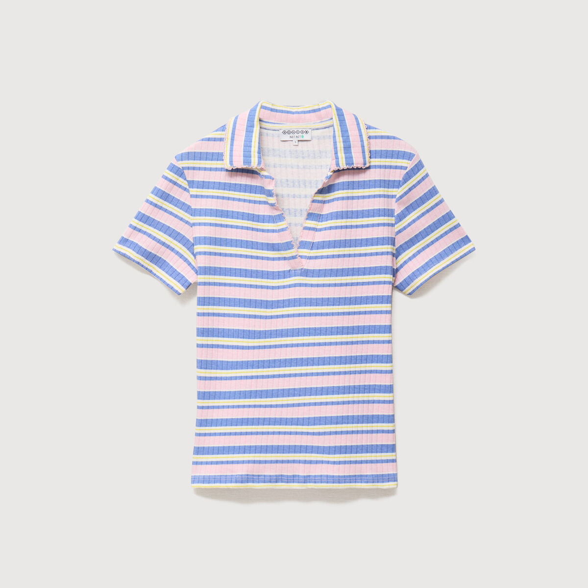 T-shirt polo ajust&eacute; c&ocirc;tel&eacute; en coton rose femme