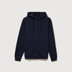 Sweat &agrave; capuche manches longues bleu marine homme