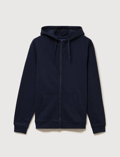 Sweat &agrave; capuche manches longues bleu marine homme