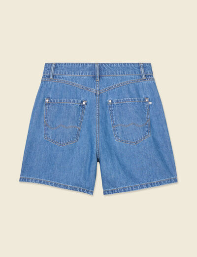 Short droit en jean à pinces denim baby bleu femme