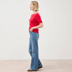 Pull col rond manches courtes rouge fonc&eacute; femme