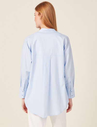 Chemise manches longues bleu ciel femme