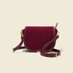 Sac bandouli&egrave;re en velours doubl&eacute; bordeaux femme