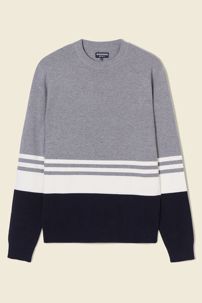 Pull col rond éco-resposnable gris foncé homme