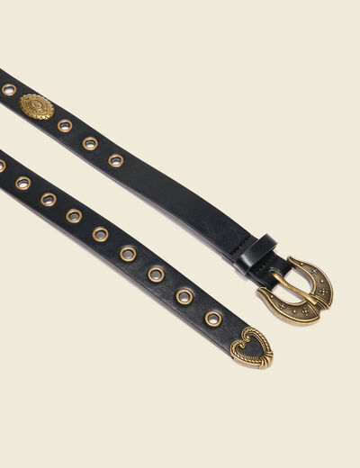 Ceinture large en pu noir femme