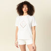 T-shirt manches courtes brodé ecru femme