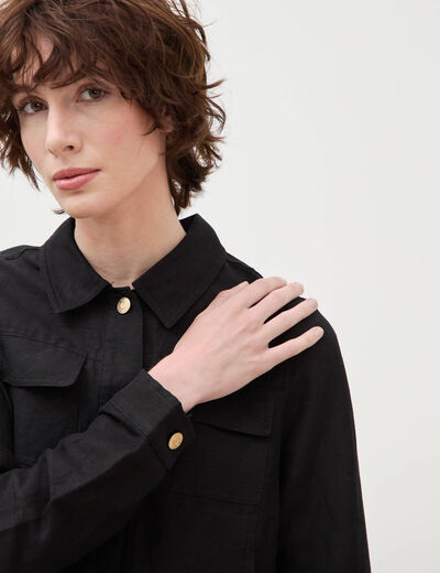 Veste courte boutonn&eacute;e noir femme
