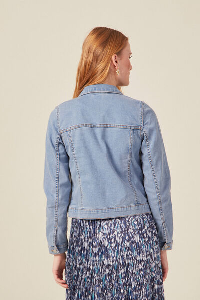 Veste droite denim bleach femme