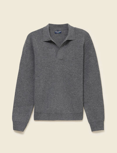 Pull col v gris fonc&eacute; homme