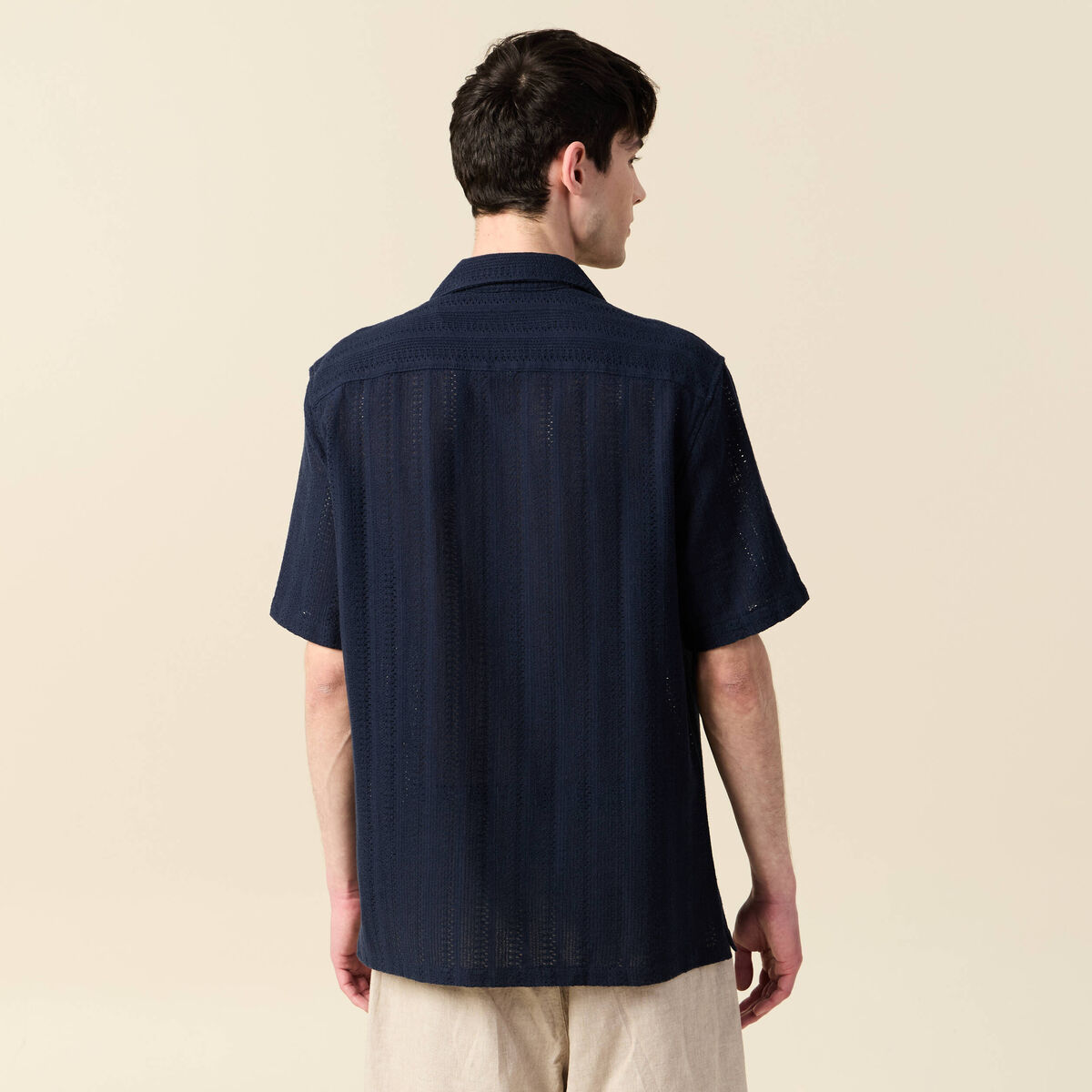 Chemise manches courtes bleu marine homme