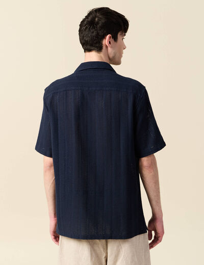 Chemise manches courtes bleu marine homme