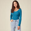 T-shirt manches longues bleu pétrole femme