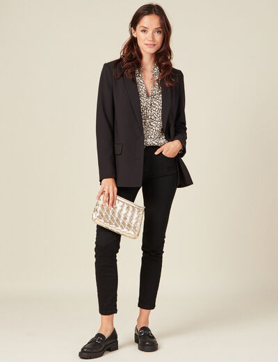 Veste esprit blazer cintrée noir femme