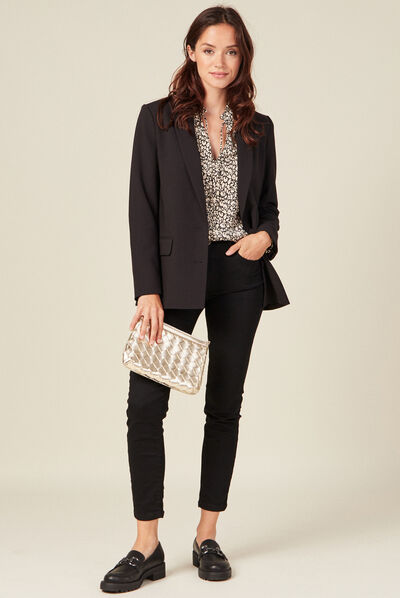 Veste esprit blazer cintrée noir femme