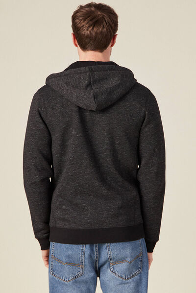 Gilet manches longues zippé noir homme