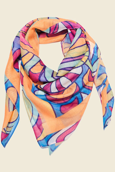 Foulard carré rose fushia femme